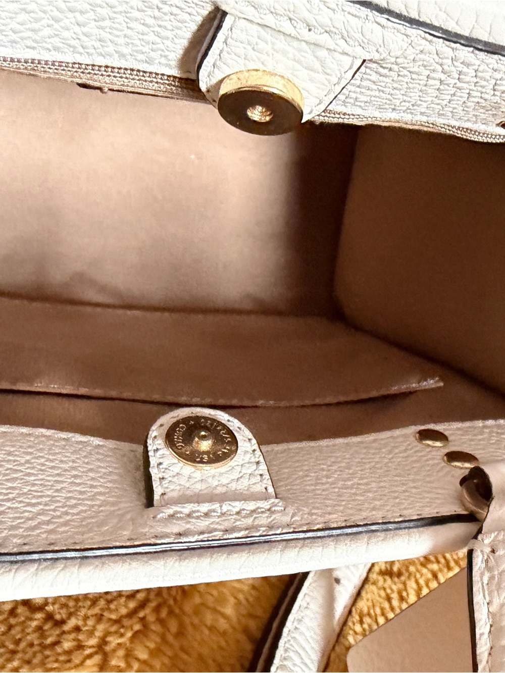 COACH White Pebbled Leather Small Satchel with Top Handles - Picture 5 of 7